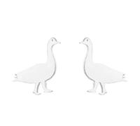 Cute Duck Stud Earrings Stainless Steel Lovely Swan Animal Cartilage Small Studs Earring Simple Jewelry Gifts for Women Teen Girls BBF (Silvery)
