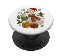 Cute Duck with Cocoa and Presents Winter Funs Design PopSockets Adhesive PopGrip