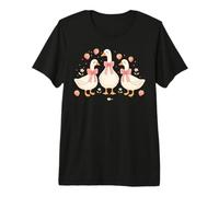 Cute Duck with Strawberries Whimsical Art Premium T-Shirt