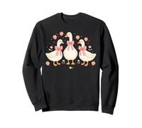 Cute Duck With Strawberries Whimsical Art Sweatshirt