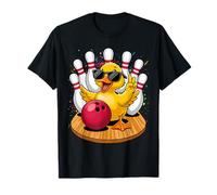 Cute Duck with Sunglasses Duck Playing Bowling for Men Women T-Shirt