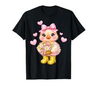 Cute Duckling Flower Basket Pink Bow Graphic T-Shirt