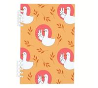 Cute Ducklings Notebook A5, Pink Circles Brown Leaves Notebooks A5, Lined Paper Ring Binder Notebook 120Pages/60Sheets, Writing Book for Dairy, Workbook for Home, College Essentials Women Man