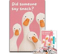 Cute Ducks Asking for Snacks Wooden Jigsaw 1000 Pieces for Adults | A screen-free tabletop activity: a clear section-by-section approach alone or together.