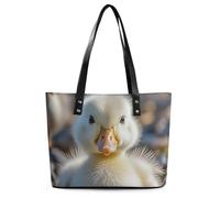 Cute Ducks Leather Tote Bag for Women Work Shoulder Purses with Zipper Waterproof Large Computer Shoulder Bag Fashion Ladies Shoulder Handbag Reusable Shopping Bags