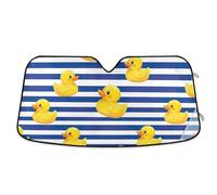 Cute Ducks Navy Blue Stripes Car Windshield Sun Shade Automotive Window Sunshades Keep Vehicle Cool 57×31.5 inch
