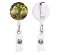 Cute Ducks Retractable ID Badge Holder Badge Reels with Clip Heavy Duty Carabiner Name Card Holder for Keychain Office Worker Doctor Nurse
