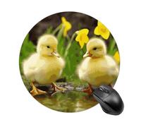 Cute Ducks Round Mouse Pad, Non-Slip Rubber Base Waterproof Washable, Computer Mouse Mat for Office Gaming Studying, Premium-Textured Durable Portable Circle Mousepad for Desktop PC Notebook
