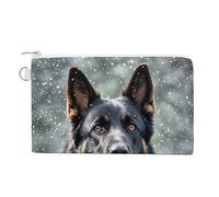 Cute Ducks Wallet for Men Women Canvas Coin Purse Zippered Change Holder with Secure Closure, Black german shepherd dog, One size