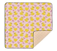 Cute Ducks with Yellow Hearts 50x50 inch Baby Play Mat,Thicken Soft Non-Slip Tummy Time Mat for Toddlers and Infants