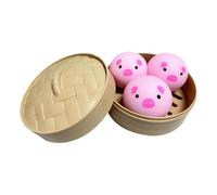Cute Dumpling-Shaped Stress-Relieving Toy, With Calm Down Support, 3 Pieces 1 Steamer, Dumpling Squeeze Toy, Sensory Fidget Toys Sensory Balls, Stress Relief Design, For For Kids 8-12,