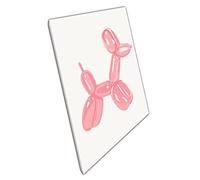 Cute Dusty Pink Illustrated Cartoon Bubble Balloon Dog Wall Art Print On Canvas Picture For Home Office Decor 45x30cm (18x12In)