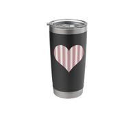 Cute Dusty Rose Pink Cream Classic Vertical Stripe Pattern Stainless Steel Insulated Tumbler