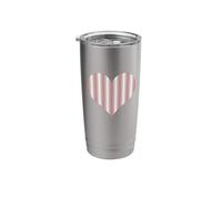 Cute Dusty Rose Pink Cream Classic Vertical Stripe Pattern Stainless Steel Insulated Tumbler