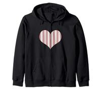 Cute Dusty Rose Pink Cream Classic Vertical Stripe Pattern Zip Hoodie