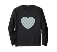 Cute Dusty Teal and Peach Pink Polka Dot Aesthetic Pattern Long Sleeve T-Shirt
