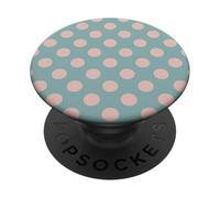Cute Dusty Teal and Peach Pink Polka Dot Aesthetic Pattern PopSockets Adhesive PopGrip