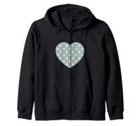 Cute Dusty Teal and Peach Pink Polka Dot Aesthetic Pattern Zip Hoodie