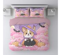 Cute Duvet Cover Set Soft Microfibre Quilt Cover 3 PCS Bedding Set with 2 Pillowcase Pink Soft Puppy Comforter Cover with Zipper Double for Kids Adults 79" x 79"