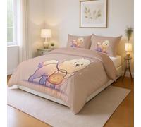 Cute Duvet Cover Set Soft Microfibre Quilt Cover 3 PCS Bedding Set with 2 Pillowcase Yellow Puppy Pumpkin Comforter Cover with Zipper Double for Kids Adults 79" x 79"