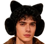 Cute Earmuffs - Short Plush | Headband Cover | Noise Cancelling Headphones | Foldable Windproof Winter Earmuffs with Bear Design for Women, Skiing, Snow, Cold, Running, Pajamas, Co