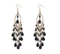 Cute Earrings for Women Big Stud Earrings Earrings Ear Beads Tassels Drops 1Pair Dangle Colorful Women Charm Earrings Earrings for Girls Earrings for Women Dangle (Black, One Size)