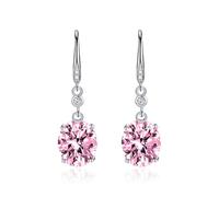Cute Earrings for Women, Cz Dangle Earrings for Women Pink Simple Oval Solitaire 32.8X9mm for Lesbian Mother'S Day Jewelry Modern