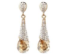 Cute Earrings for Women, Dangle Earring Gold Teardrop Cubic Zirconia for Lesbian Anniversary Jewelry Modern