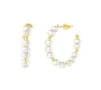 Cute Earrings, Gold Stud Earrings for Women Trendy Elegant Pearl Beads Circle 25mm for Wife Valentines Day Jewelry Classic