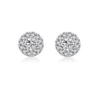 Cute Earrings Studs, 925 Earrings Studs Silver Round with Paved Cubic Zirconia 5.8X5.8mm for Women Birthday Jewelry Fashion