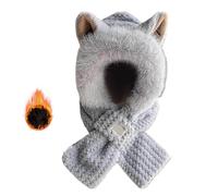 Cute Ears 2 In 1 Hat And Scarf Integrated Ear Windproof Cap Scarf Winter Hat Scarf Set For Women Hat Gloves Set Cute Animals Hat Outdoor Winter Warm Hat And Scarf Set (Gray)