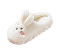 Cute Ears Warm Thick Bottom Warm Slip House Slipper Women Slipper Women Slippers Size 8 Wide for Home (White, 3.5)