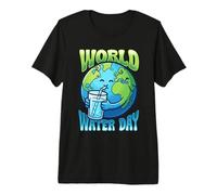 Cute Earth Drinking Water World Water Day Conservation Premium T-Shirt
