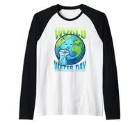 Cute Earth Drinking Water World Water Day Conservation Raglan Baseball Tee
