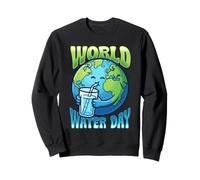Cute Earth Drinking Water World Water Day Conservation Sweatshirt