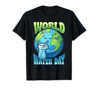 Cute Earth Drinking Water World Water Day Conservation T-Shirt
