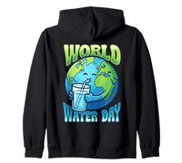 Cute Earth Drinking Water World Water Day Conservation Zip Hoodie