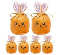 Cute Easter Bags | 6-Pack Drawstring, 12x10cm Bunny Design | Festive Easter Bags For Holiday Parties, Home Office Family, Great For Girls Boys Snacks Candy Jewelry Storage And Seasonal Celebration