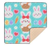 Cute Easter Bunnies Carrot Cute Foldable Baby Play Mat for Floor Comfortable Tummy Time Activity Mat for Baby Kids Toddlers Infants, 50'' x 50''