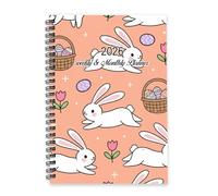 Cute Easter Bunnies Diary 2026 A5 To Do List Notebook 2026 Organiser Diary Mens Journal for Wedding Week To View Monthly Year Planner with Dotted Line Note Page Slim