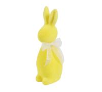 Cute Easter Bunny, 23CM Flocked Figurine, Decorative Spring Rabbit Toy with Bow Tie, Soft Plush Home Accessory, Charming Bunny Decoration with Seasonal Appeal, Tabletop Shelf Decor for Farmhouse Home