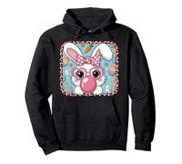 Cute Easter Bunny Bubble Gum Girl Leopard Pattern Kawaii Art Pullover Hoodie