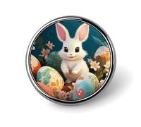 Cute Easter Bunny Button Pin Classic Metal Brooch Pin Personalized Round Photo Button Badges Funny Cute Pinback Badge Trendy Cool Lapel Pins Badge for Backpacks Bags Hats Jeans