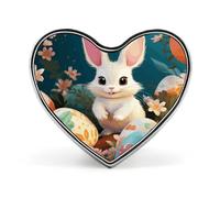 Cute Easter Bunny Button Pin Heart Shape Alloy Lapel Pins Badges Novelty Funny Enamel Pins Personalized Pinback Button Badges Cute Heart Brooche for Jackets Bags