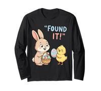 Cute Easter Bunny Chick Found It Egg Hunt Champion Kids Long Sleeve T-Shirt