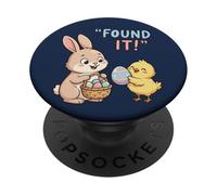 Cute Easter Bunny Chick Found It Egg Hunt Champion Kids PopSockets Adhesive PopGrip