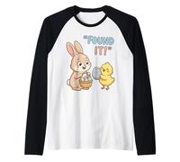 Cute Easter Bunny Chick Found It Egg Hunt Champion Kids Raglan Baseball Tee