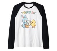 Cute Easter Bunny Chick Found It Egg Hunt Champion Raglan Baseball Tee
