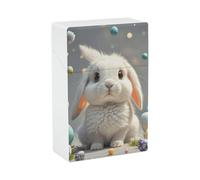 Cute Easter Bunny Cigarette Case Hard Plastic Flip-Top Slim Pocket-Size Cigarette Holder for 20 King Size Cigarettes Waterproof Crush-Proof Smoking Accessories for Travel Daily Use