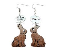 Cute Easter Bunny Dangle Earrings Acrylic Cookies Hare Leopard Rabbit Earrings Jewelry Womens Easter Outfit Basket Stuffers, S, Zinc, No Gemstone